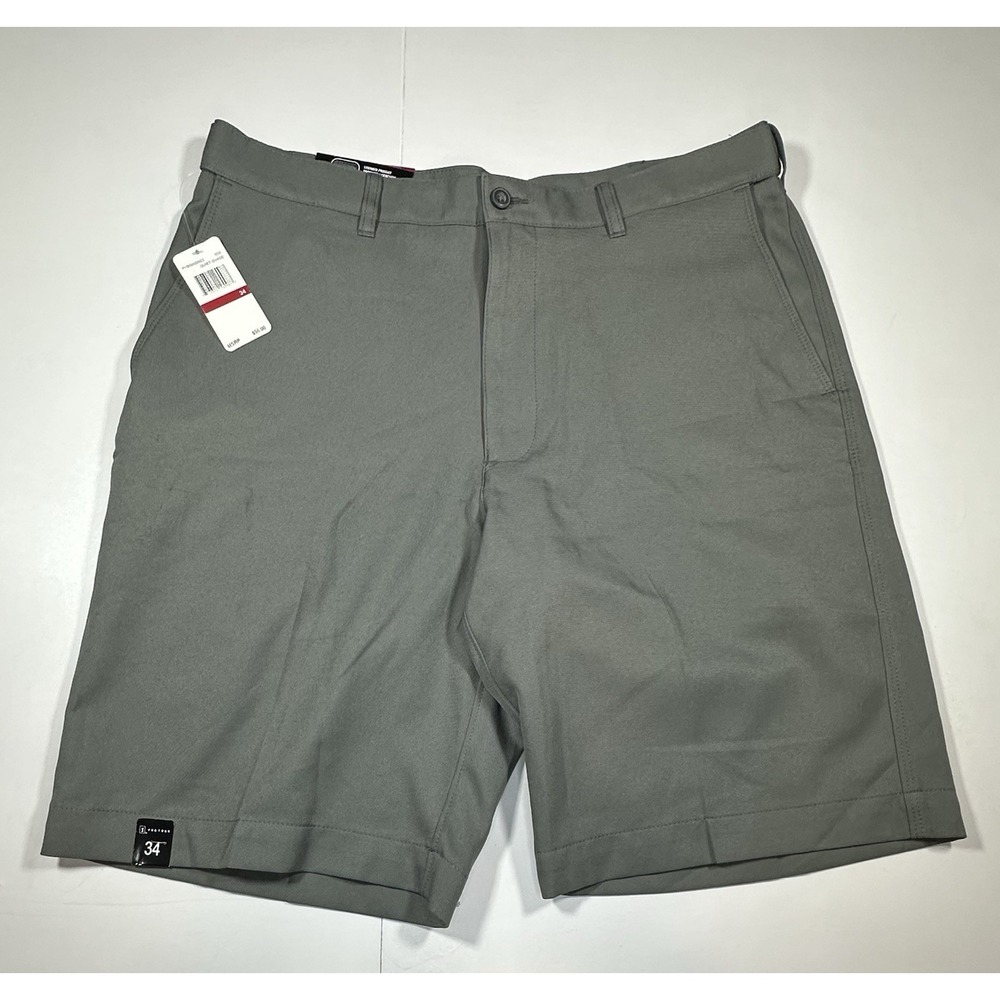 PGA Tour Men's Golf Shorts 34 Gray Flat Front Performance Stretch Pocket NEW